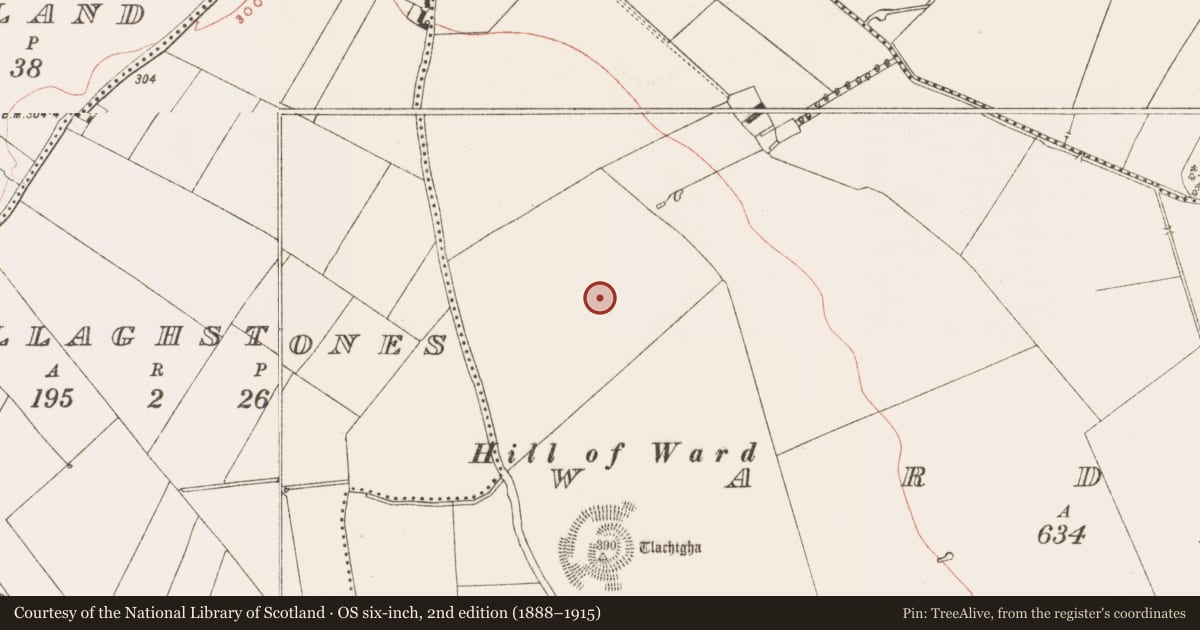Ordnance Survey six-inch map, 2nd edition (1888–1915) covering the location of Field system, Tlachta, County Meath, with a pin at the register's coordinates