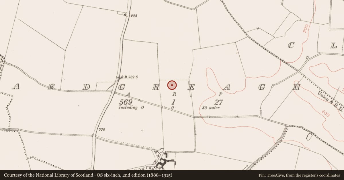 Ordnance Survey six-inch map, 2nd edition (1888–1915) covering the location of Ringfort - rath, Ardgreagh, County Meath, with a pin at the register's coordinates