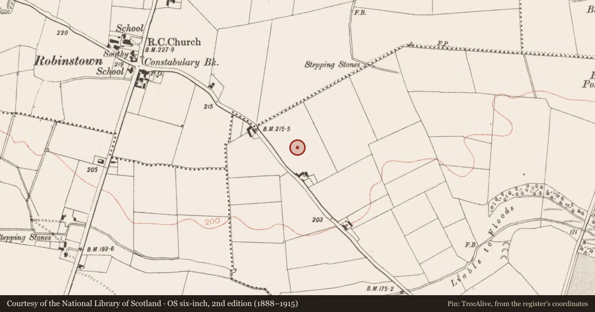 Ordnance Survey six-inch map, 2nd edition (1888–1915) covering the location of Souterrain, Bective, County Meath, with a pin at the register's coordinates