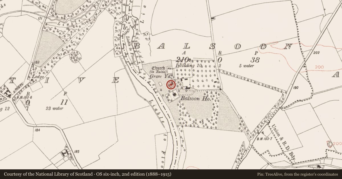 Ordnance Survey six-inch map, 2nd edition (1888–1915) covering the location of Castle - unclassified, Balsoon, County Meath, with a pin at the register's coordinates