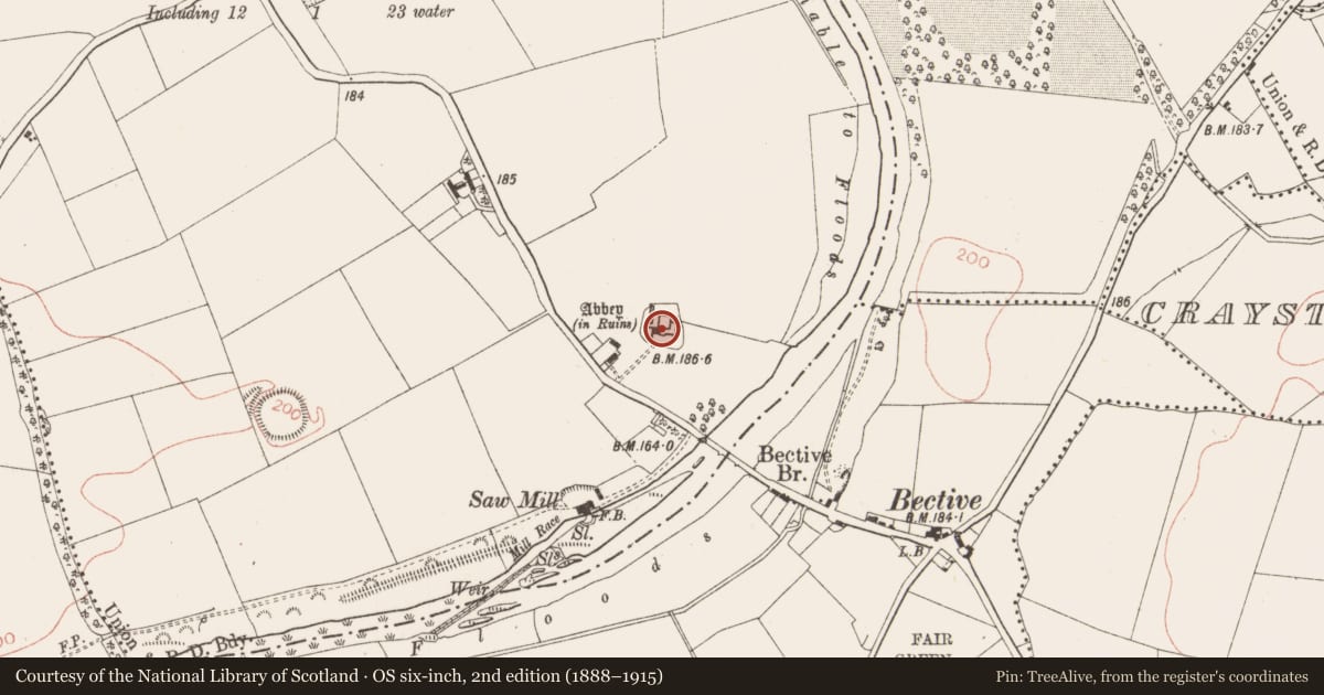 Ordnance Survey six-inch map, 2nd edition (1888–1915) covering the location of Religious house - Cistercian monks, Bective, County Meath, with a pin at the register's coordinates