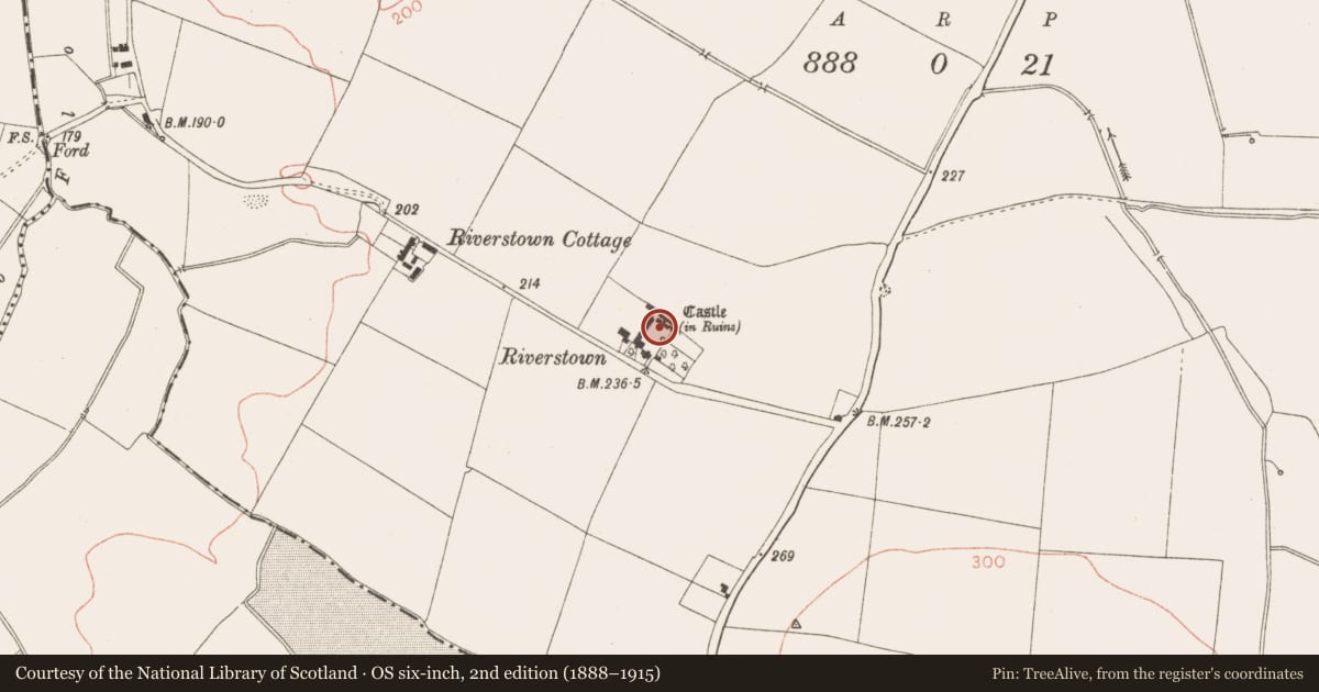 Ordnance Survey six-inch map, 2nd edition (1888–1915) covering the location of House - 16th/17th century, Riverstown, County Meath, with a pin at the register's coordinates
