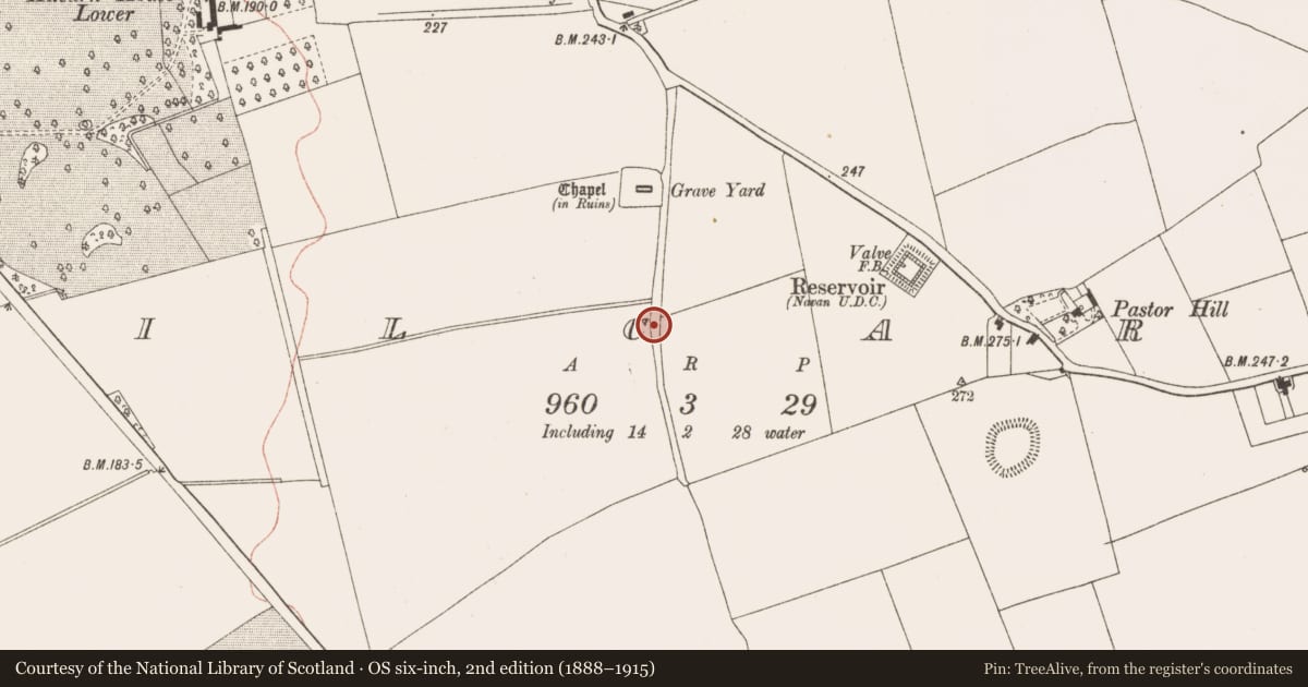 Ordnance Survey six-inch map, 2nd edition (1888–1915) covering the location of Road - road/trackway, Kilcarn, County Meath, with a pin at the register's coordinates
