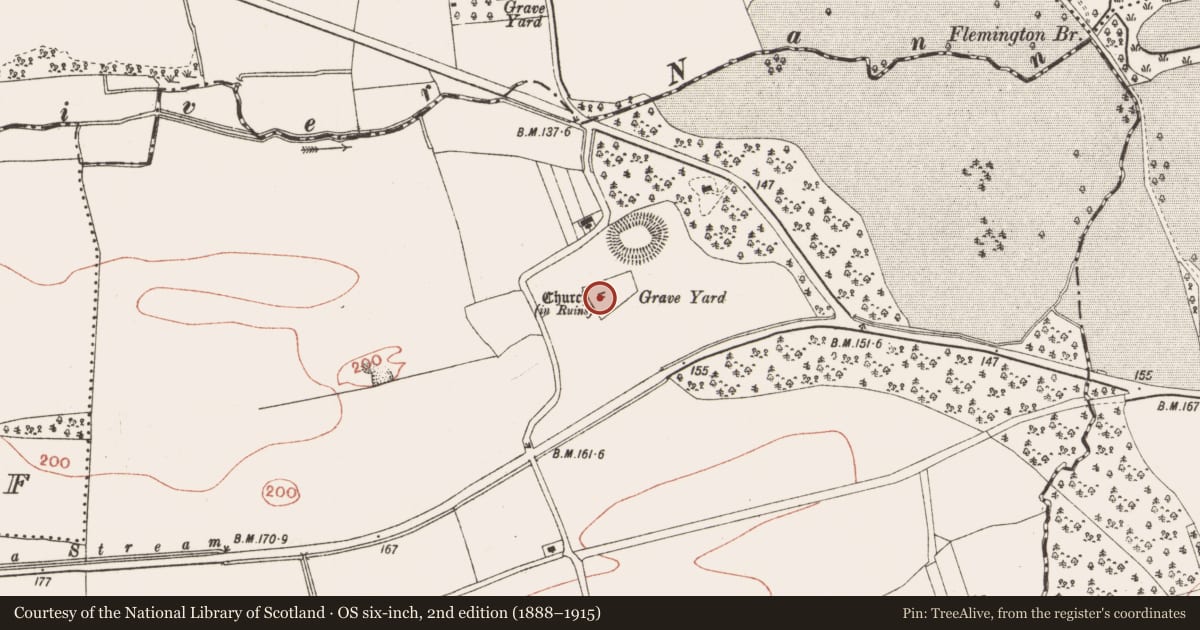 Ordnance Survey six-inch map, 2nd edition (1888–1915) covering the location of Church, Danestown, County Meath, with a pin at the register's coordinates