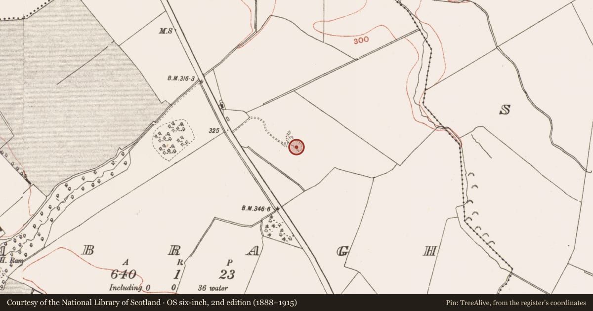 Ordnance Survey six-inch map, 2nd edition (1888–1915) covering the location of Earthwork, Cabragh, County Meath, with a pin at the register's coordinates