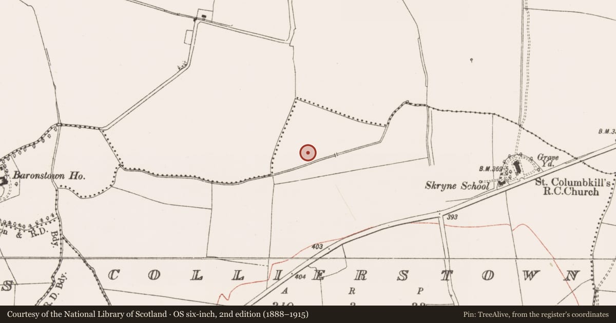 Ordnance Survey six-inch map, 2nd edition (1888–1915) covering the location of Barrow - unclassified, Collierstown, County Meath, with a pin at the register's coordinates