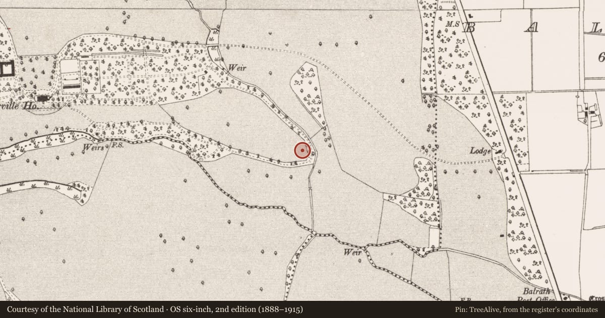 Ordnance Survey six-inch map, 2nd edition (1888–1915) covering the location of Enclosure, Flemingstown, County Meath, with a pin at the register's coordinates
