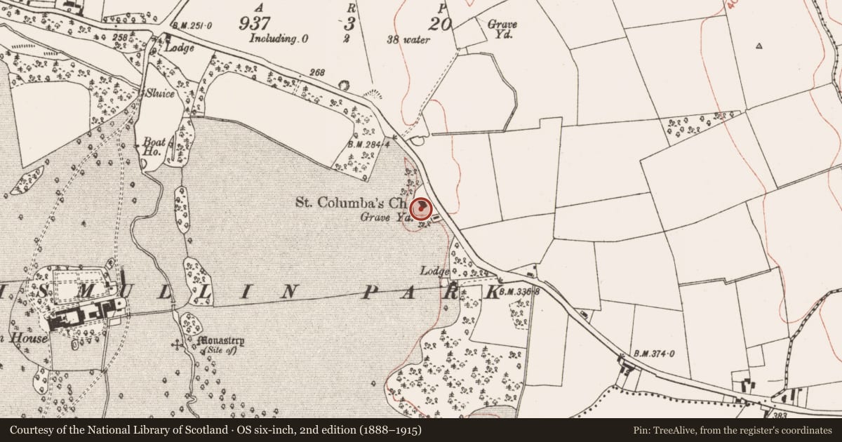 Ordnance Survey six-inch map, 2nd edition (1888–1915) covering the location of Enclosure, Lismullin, County Meath, with a pin at the register's coordinates