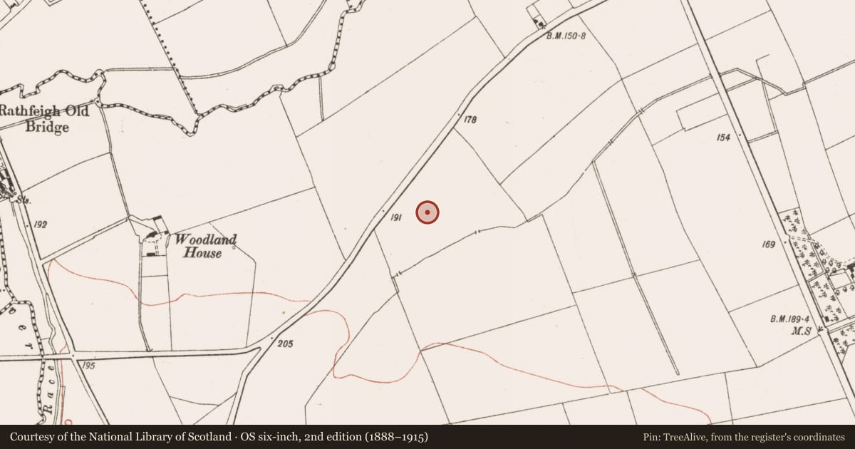 Ordnance Survey six-inch map, 2nd edition (1888–1915) covering the location of Enclosure, Rathfeigh, County Meath, with a pin at the register's coordinates