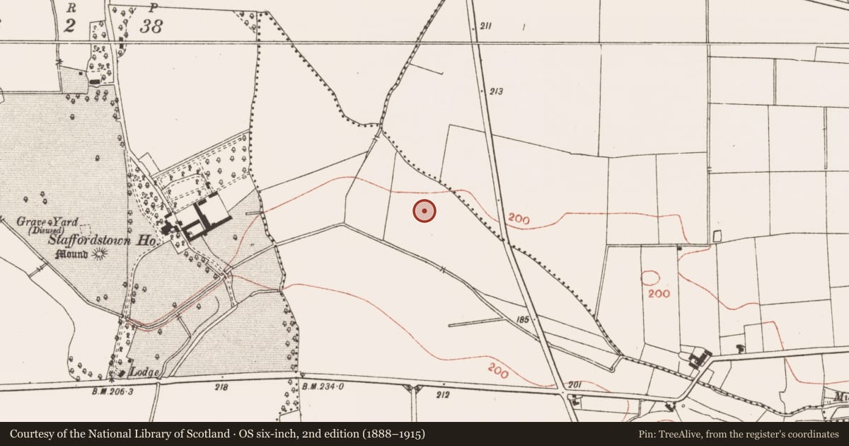 Ordnance Survey six-inch map, 2nd edition (1888–1915) covering the location of Henge, Monktown, County Meath, with a pin at the register's coordinates