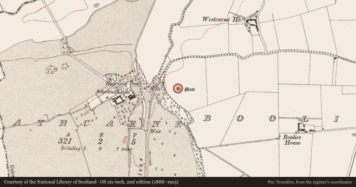 Ordnance Survey six-inch map, 2nd edition (1888–1915) covering the location of Earthwork, Boolies Great, County Meath, with a pin at the register's coordinates