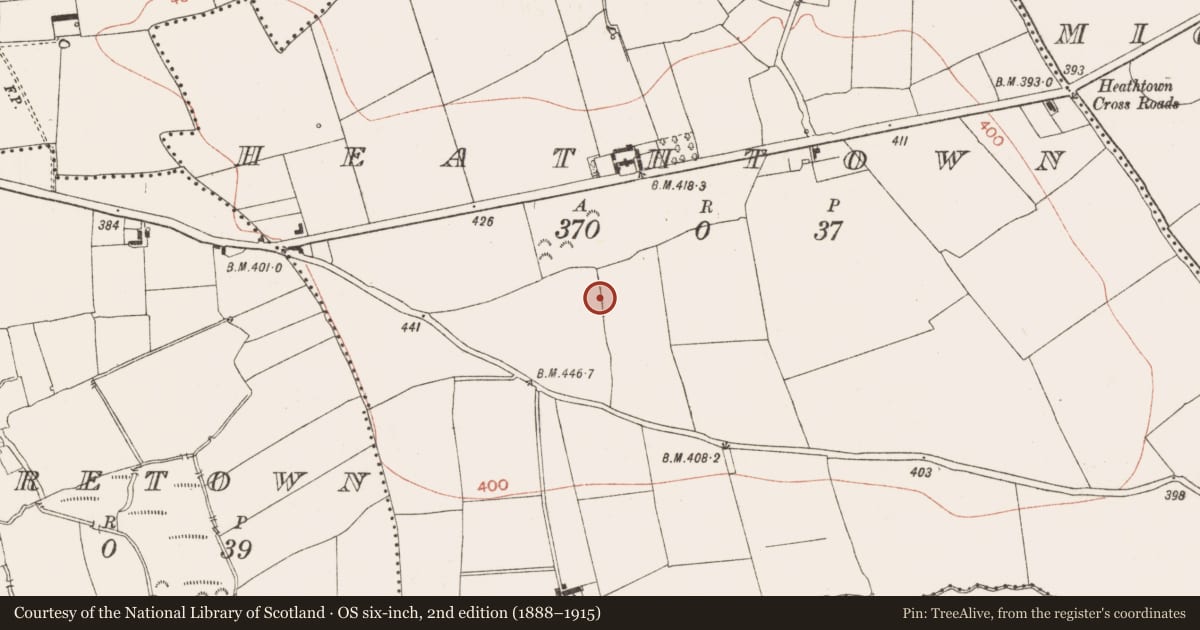 Ordnance Survey six-inch map, 2nd edition (1888–1915) covering the location of Hillfort, Heathtown, County Meath, with a pin at the register's coordinates