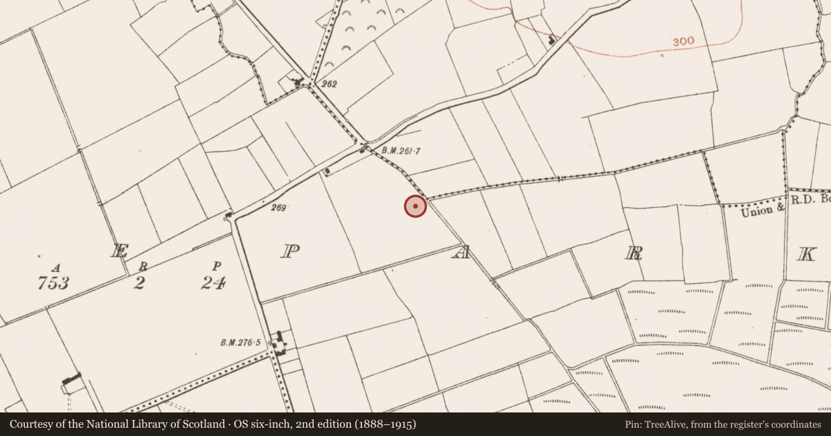 Ordnance Survey six-inch map, 2nd edition (1888–1915) covering the location of Mound, Moorepark, County Meath, with a pin at the register's coordinates