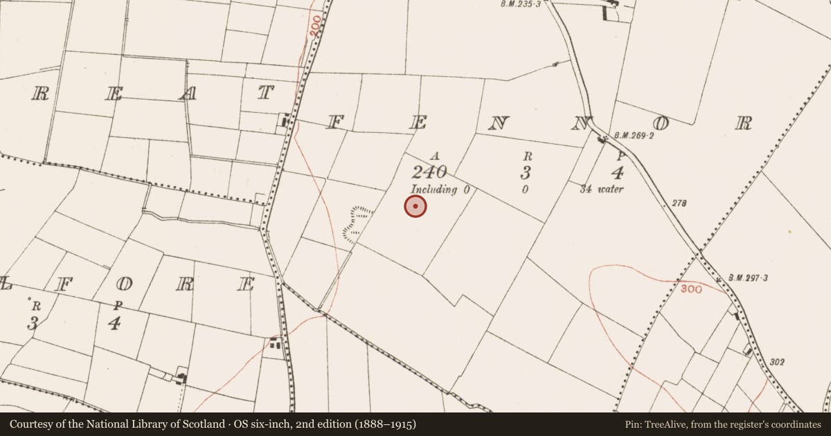 Ordnance Survey six-inch map, 2nd edition (1888–1915) covering the location of Souterrain, Fennor, County Meath, with a pin at the register's coordinates