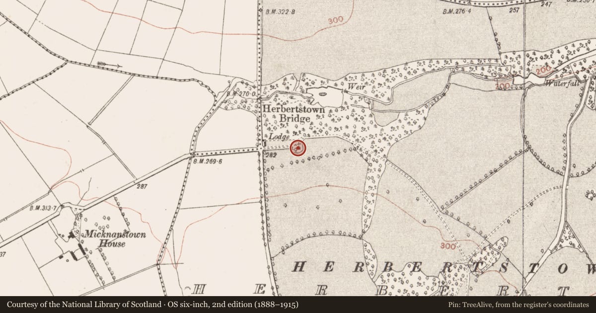 Ordnance Survey six-inch map, 2nd edition (1888–1915) covering the location of Mound, Herbertstown, County Meath, with a pin at the register's coordinates