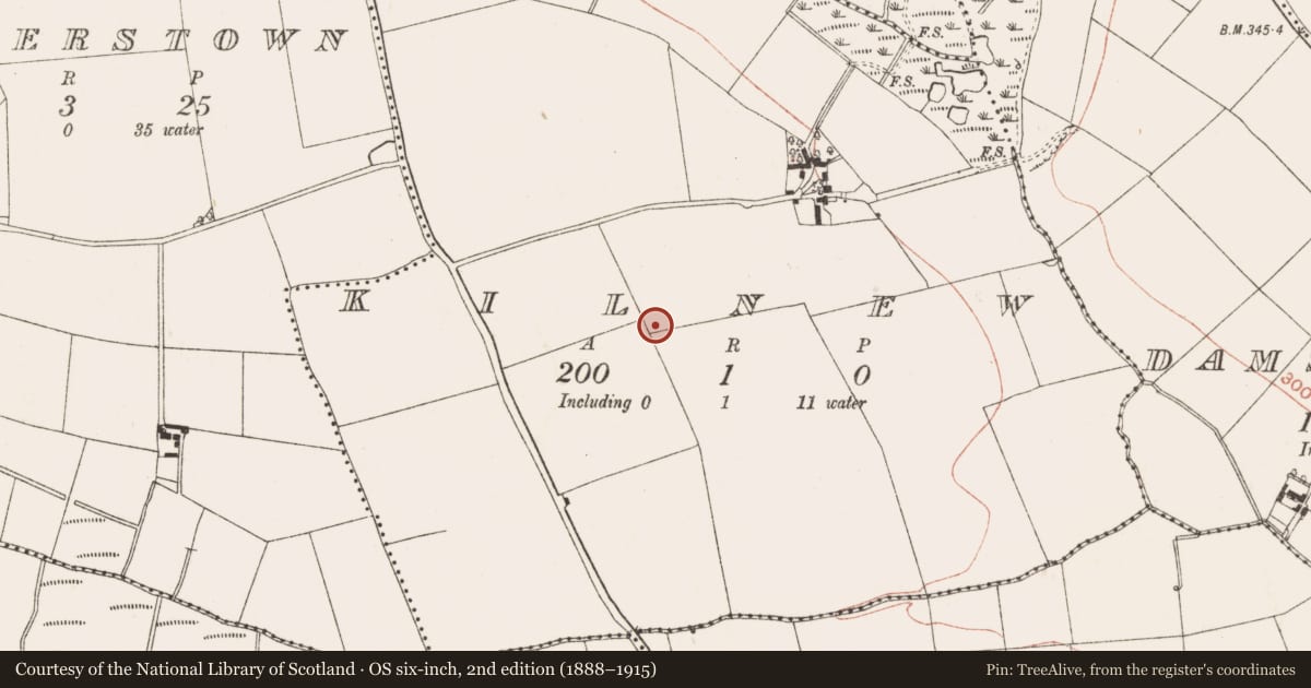 Ordnance Survey six-inch map, 2nd edition (1888–1915) covering the location of Church, Kilnew, County Meath, with a pin at the register's coordinates