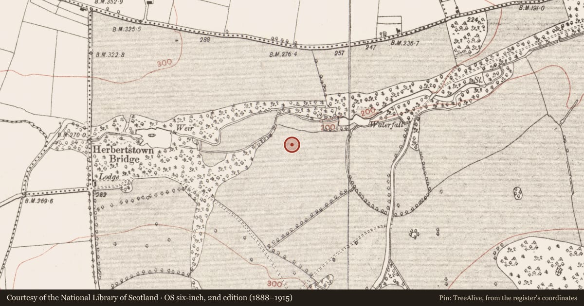 Ordnance Survey six-inch map, 2nd edition (1888–1915) covering the location of Enclosure, Herbertstown, County Meath, with a pin at the register's coordinates