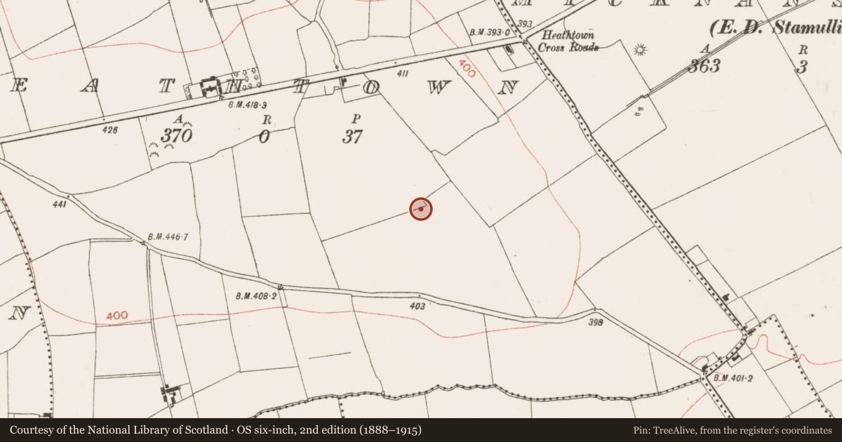 Ordnance Survey six-inch map, 2nd edition (1888–1915) covering the location of Ring-ditch, Heathtown, County Meath, with a pin at the register's coordinates