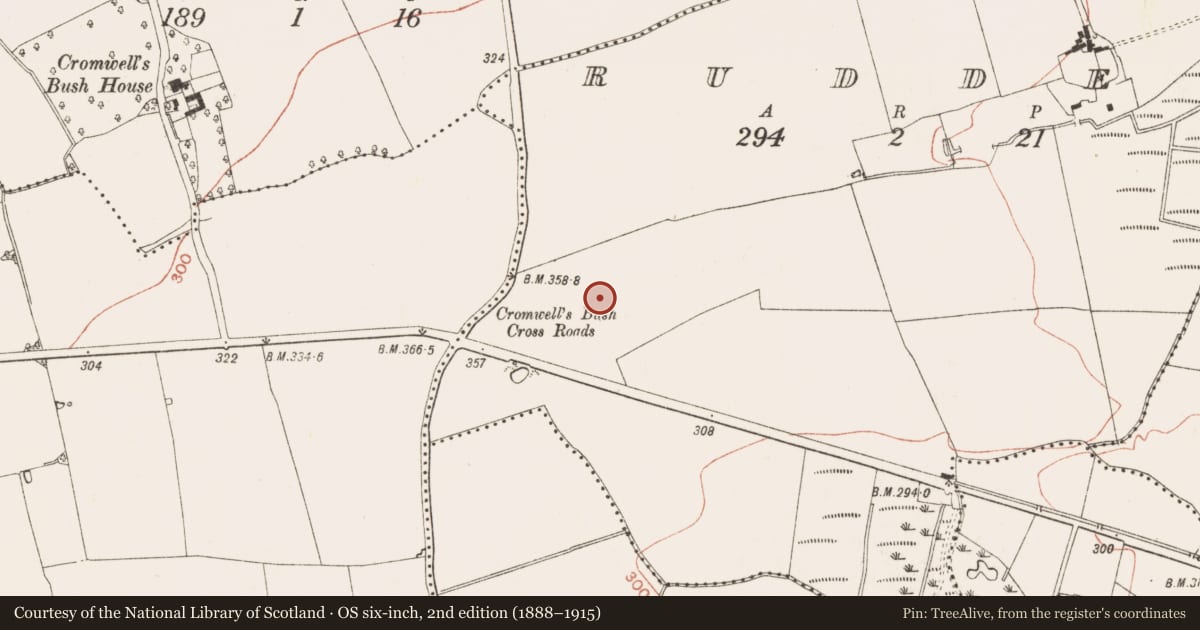 Ordnance Survey six-inch map, 2nd edition (1888–1915) covering the location of Enclosure, Rudder, County Meath, with a pin at the register's coordinates