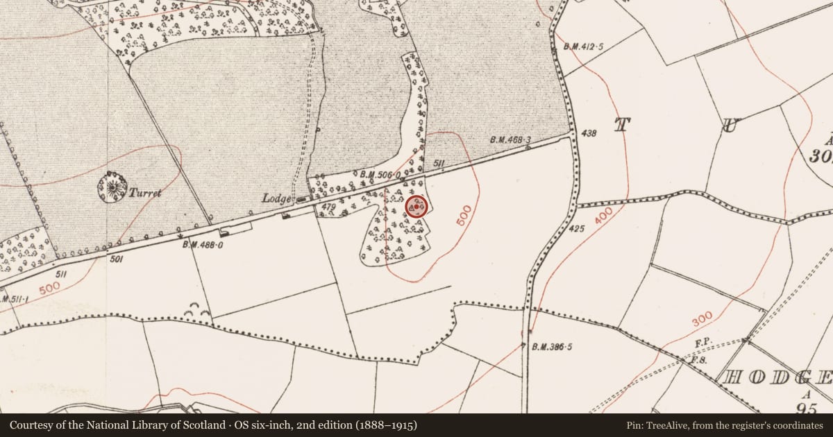Ordnance Survey six-inch map, 2nd edition (1888–1915) covering the location of Barrow - mound barrow, Herbertstown, County Meath, with a pin at the register's coordinates