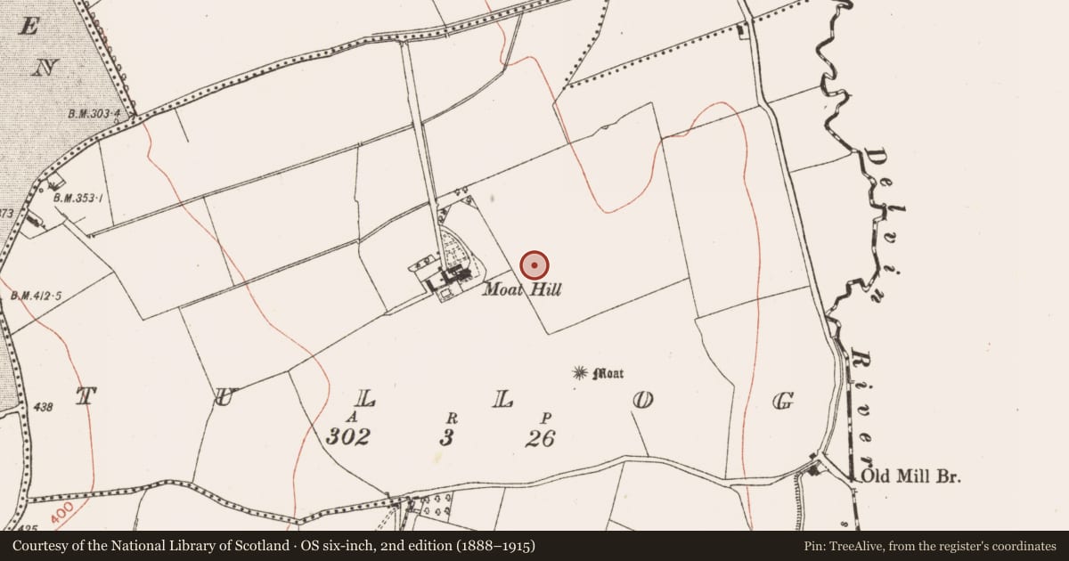 Ordnance Survey six-inch map, 2nd edition (1888–1915) covering the location of Enclosure, Tullog, County Meath, with a pin at the register's coordinates