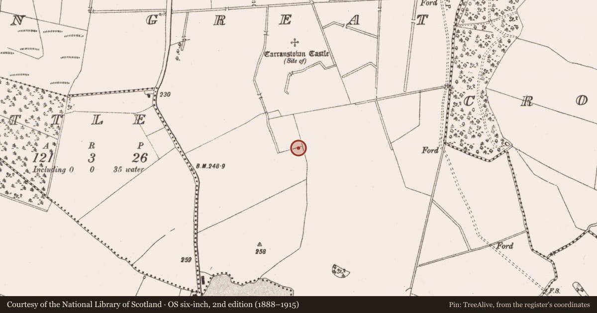 Ordnance Survey six-inch map, 2nd edition (1888–1915) covering the location of Ringfort - rath, Carranstown Great, County Meath, with a pin at the register's coordinates