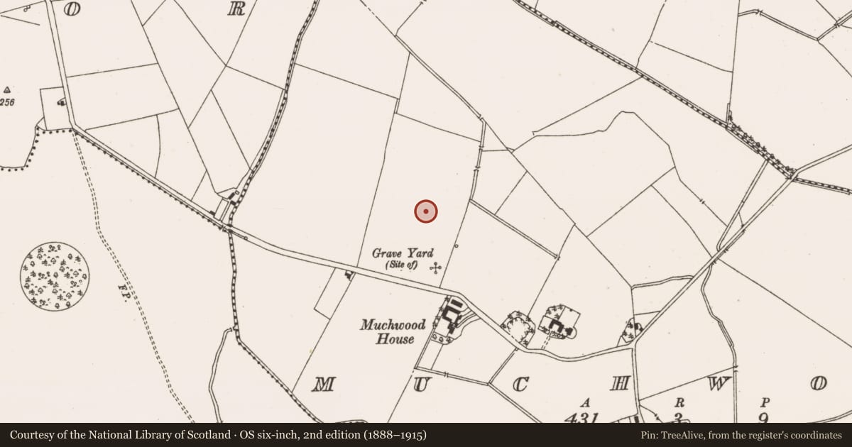 Ordnance Survey six-inch map, 2nd edition (1888–1915) covering the location of Ringfort - rath, Muchwood, County Meath, with a pin at the register's coordinates