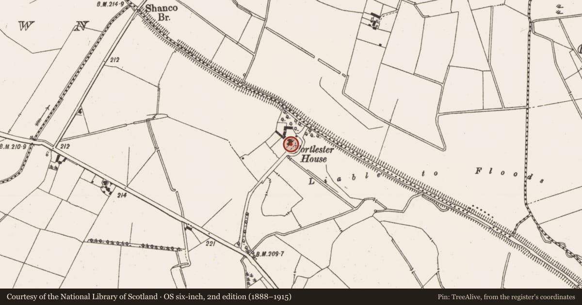 Ordnance Survey six-inch map, 2nd edition (1888–1915) covering the location of Castle - unclassified, Portlester, County Meath, with a pin at the register's coordinates