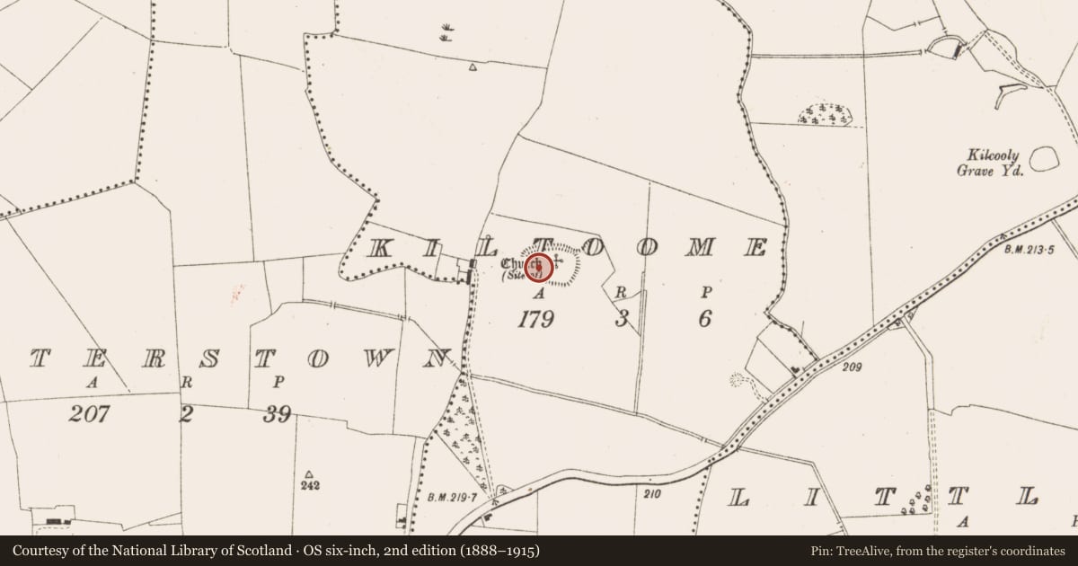 Ordnance Survey six-inch map, 2nd edition (1888–1915) covering the location of House - indeterminate date, Kiltoome, County Meath, with a pin at the register's coordinates