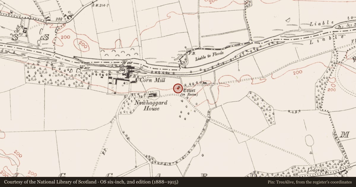 Ordnance Survey six-inch map, 2nd edition (1888–1915) covering the location of Gatehouse, Newhaggard (Moyfenrath Lower), County Meath, with a pin at the register's coordinates