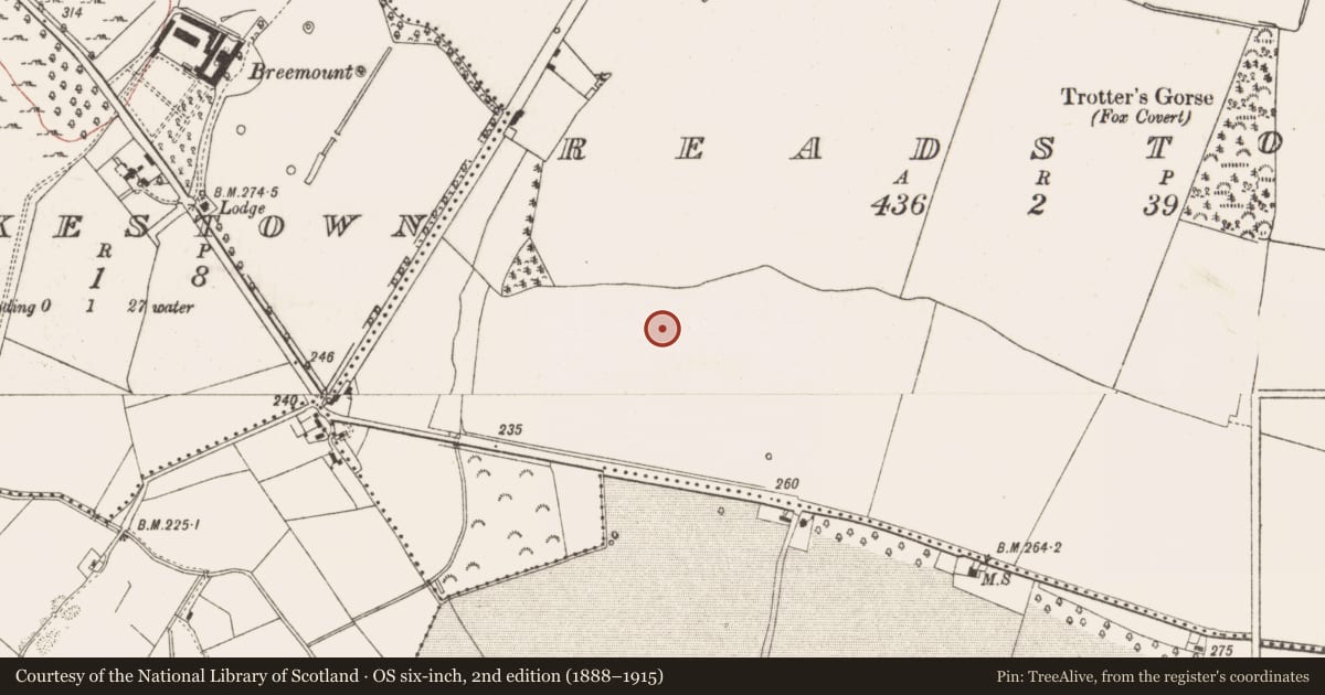 Ordnance Survey six-inch map, 2nd edition (1888–1915) covering the location of Platform, Readstown, County Meath, with a pin at the register's coordinates