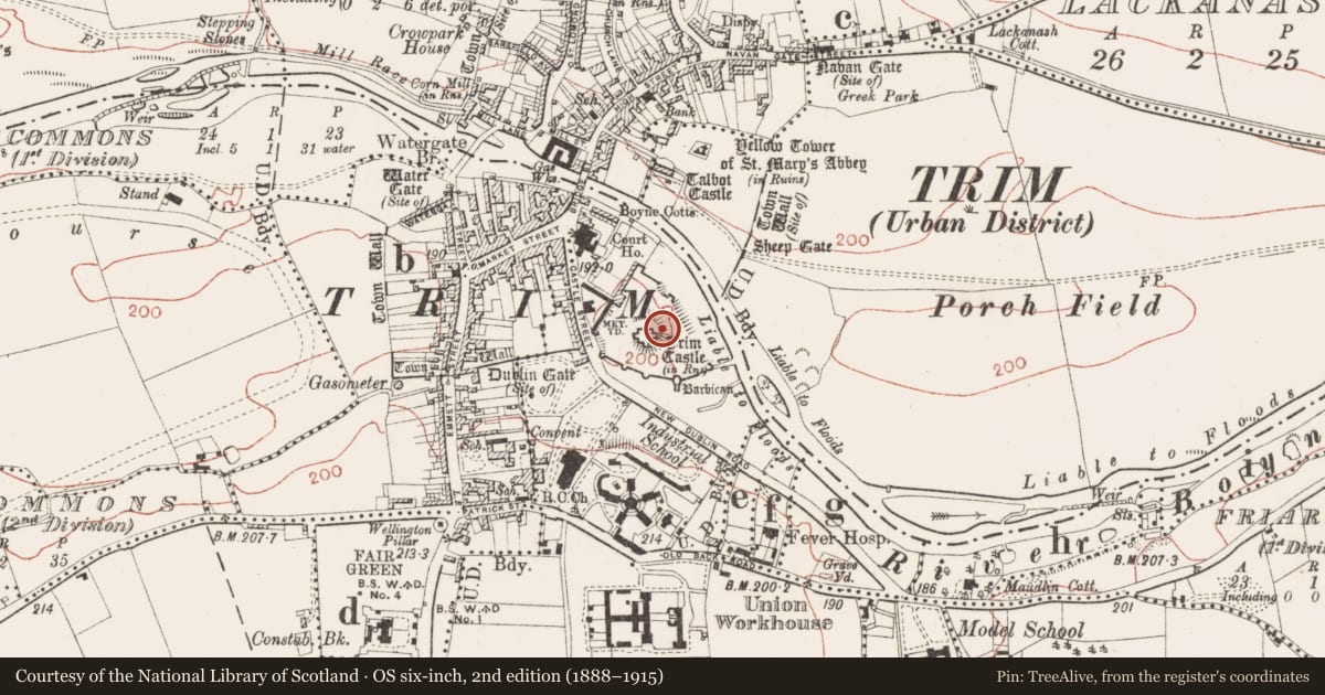 Ordnance Survey six-inch map, 2nd edition (1888–1915) covering the location of Well, Manorland (1st division), County Meath, with a pin at the register's coordinates