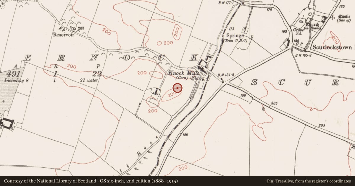 Ordnance Survey six-inch map, 2nd edition (1888–1915) covering the location of Ringfort - rath, Iffernock, County Meath, with a pin at the register's coordinates