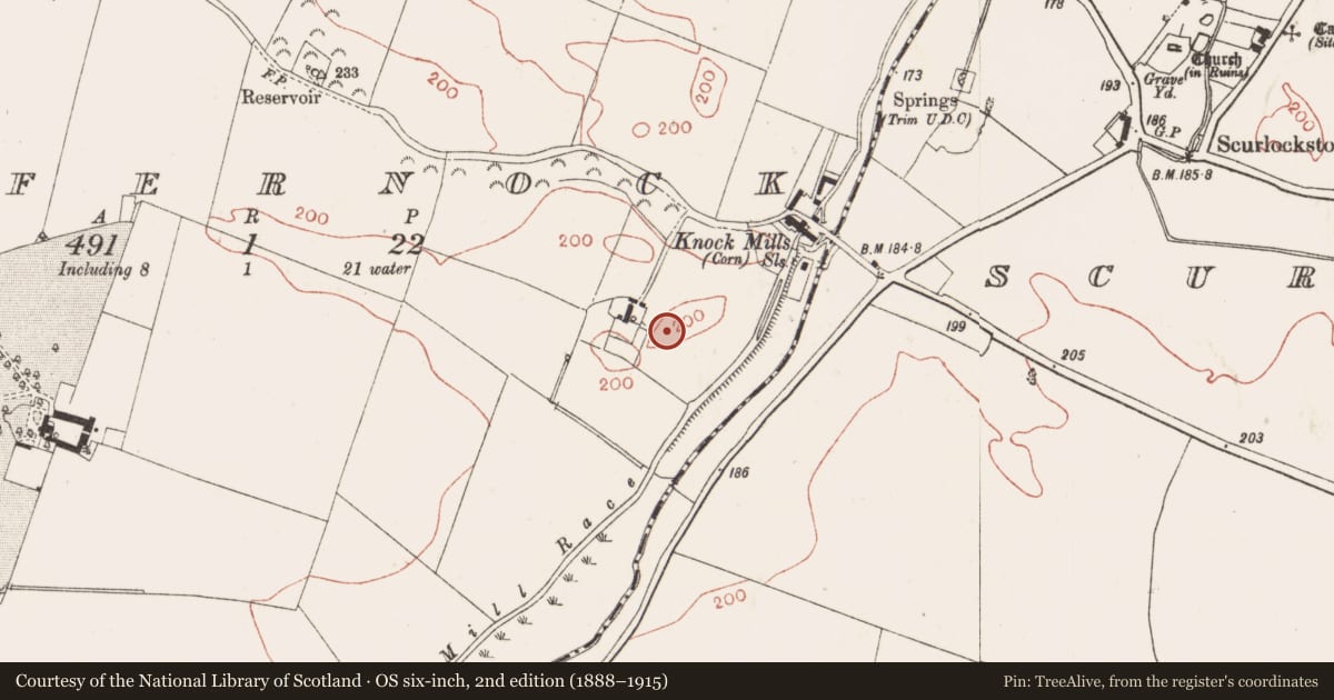 Ordnance Survey six-inch map, 2nd edition (1888–1915) covering the location of Enclosure, Iffernock, County Meath, with a pin at the register's coordinates