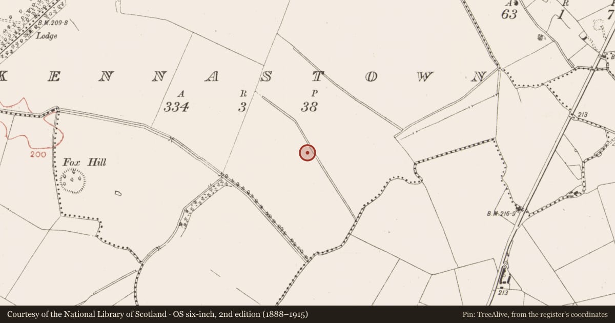 Ordnance Survey six-inch map, 2nd edition (1888–1915) covering the location of Field system, Kennastown, County Meath, with a pin at the register's coordinates