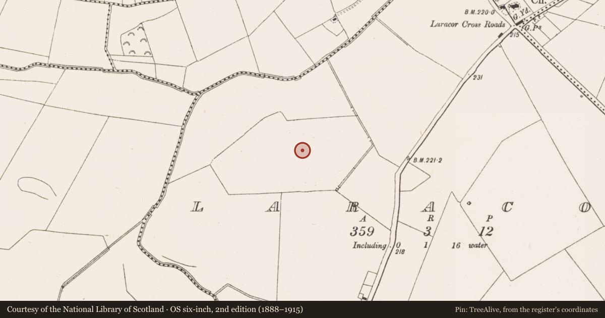 Ordnance Survey six-inch map, 2nd edition (1888–1915) covering the location of Ringfort - rath, Laracor, County Meath, with a pin at the register's coordinates