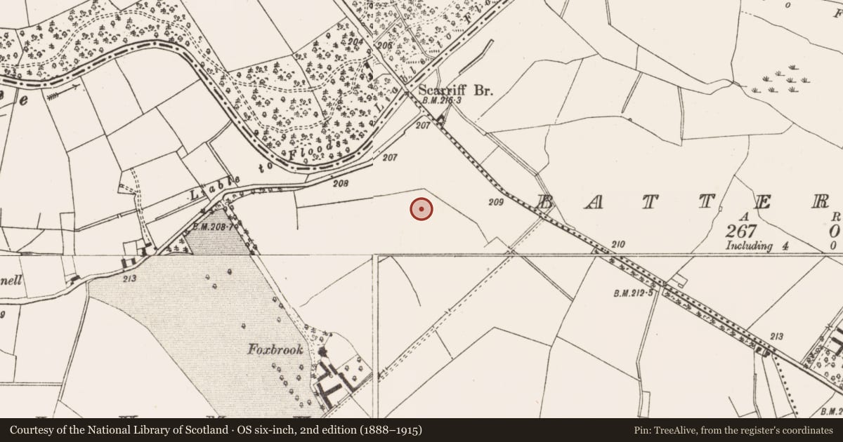 Ordnance Survey six-inch map, 2nd edition (1888–1915) covering the location of Enclosure, Ballymulmore, County Meath, with a pin at the register's coordinates