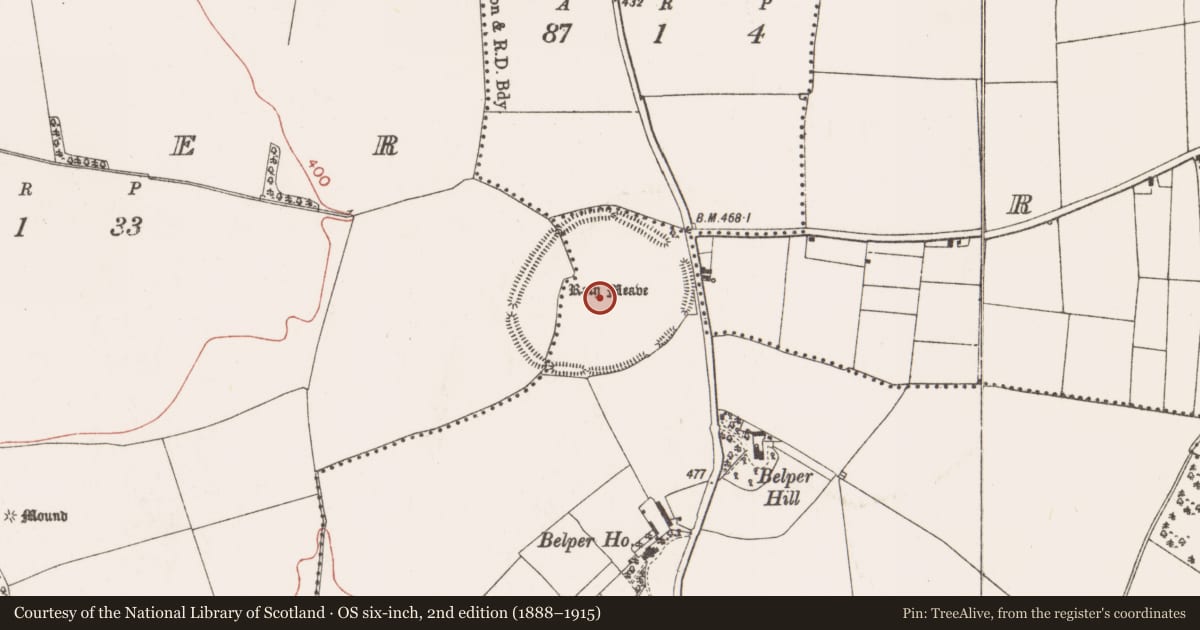 Ordnance Survey six-inch map, 2nd edition (1888–1915) covering the location of Henge, County Meath, with a pin at the register's coordinates