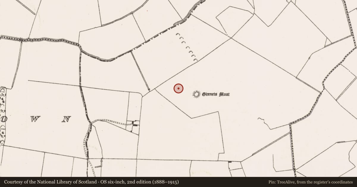 Ordnance Survey six-inch map, 2nd edition (1888–1915) covering the location of Ringfort - rath, Ginnets Great, County Meath, with a pin at the register's coordinates