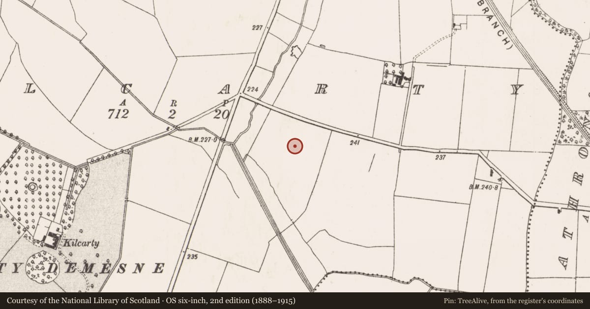 Ordnance Survey six-inch map, 2nd edition (1888–1915) covering the location of Ringfort - rath, Kilcarty, County Meath, with a pin at the register's coordinates