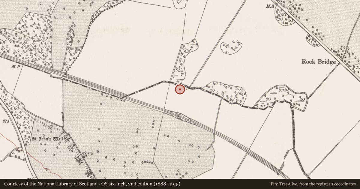 Ordnance Survey six-inch map, 2nd edition (1888–1915) covering the location of Fulacht fia, Warrenstown, County Meath, with a pin at the register's coordinates