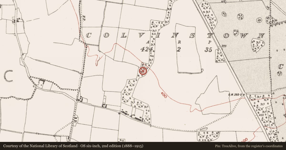 Ordnance Survey six-inch map, 2nd edition (1888–1915) covering the location of Earthwork, Colvinstown, County Meath, with a pin at the register's coordinates