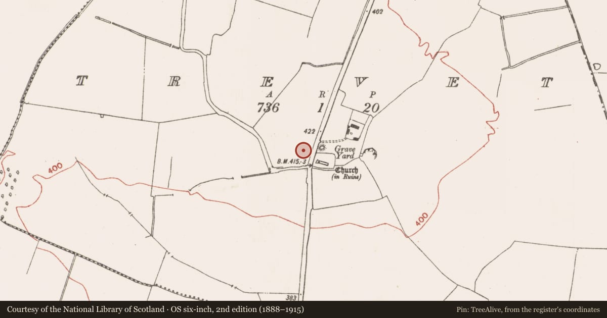 Ordnance Survey six-inch map, 2nd edition (1888–1915) covering the location of Enclosure, Trevet, County Meath, with a pin at the register's coordinates