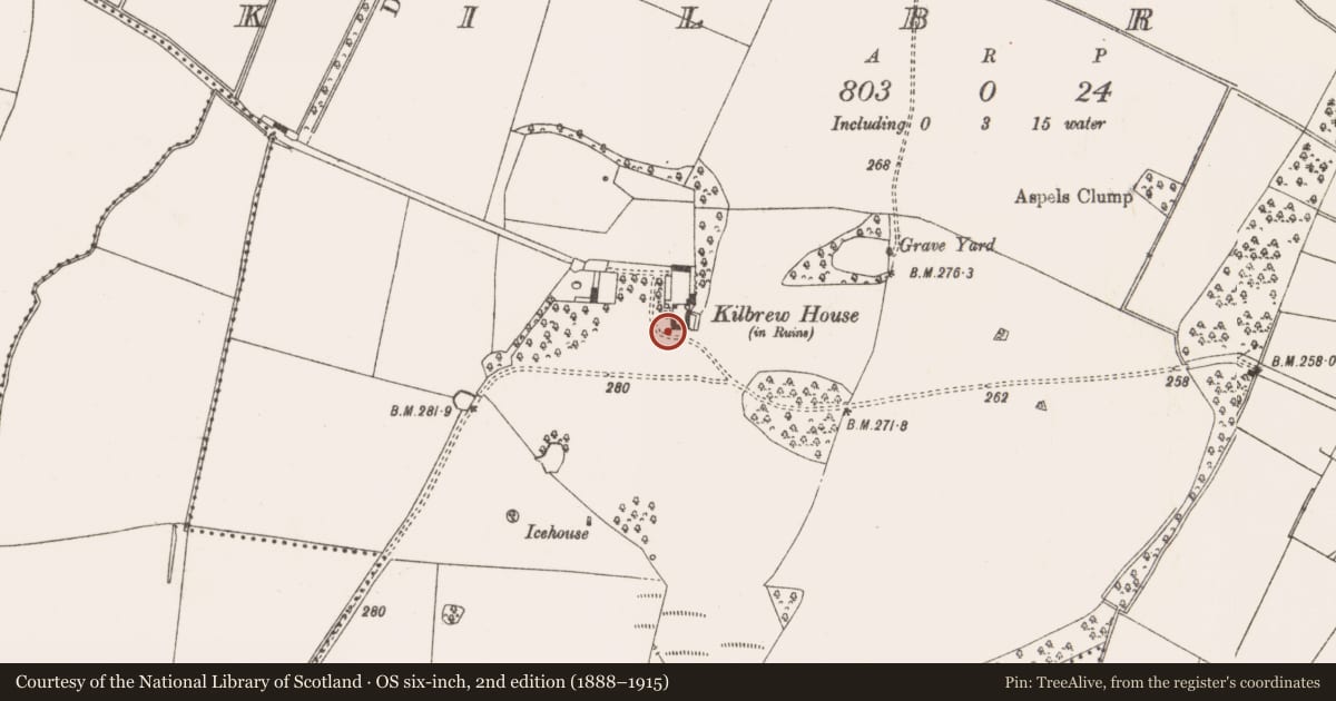 Ordnance Survey six-inch map, 2nd edition (1888–1915) covering the location of House - 16th/17th century, Kilbrew, County Meath, with a pin at the register's coordinates