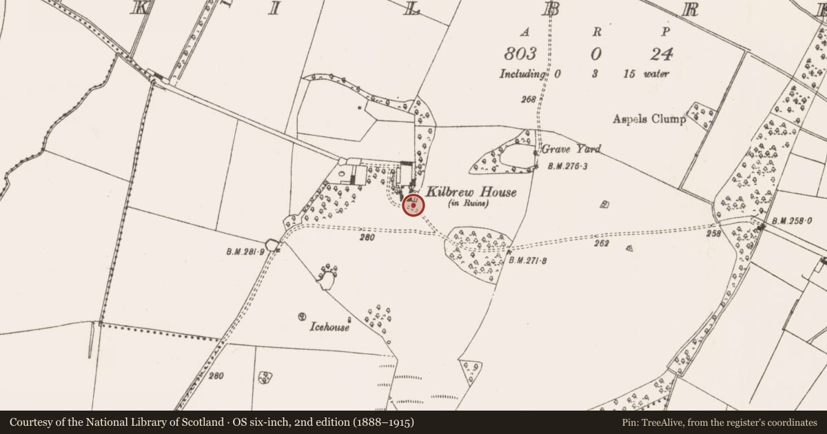 Ordnance Survey six-inch map, 2nd edition (1888–1915) covering the location of House - 17th/18th century, Kilbrew, County Meath, with a pin at the register's coordinates