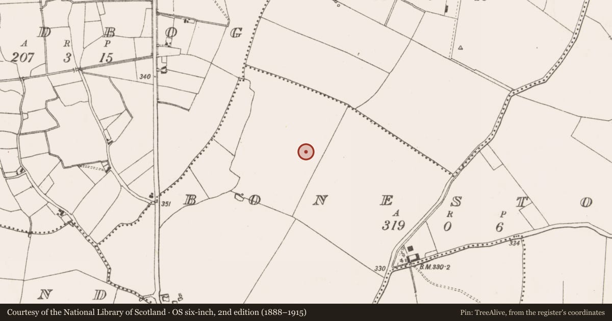 Ordnance Survey six-inch map, 2nd edition (1888–1915) covering the location of Hearth, Bonestown, County Meath, with a pin at the register's coordinates