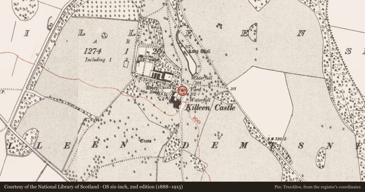 Ordnance Survey six-inch map, 2nd edition (1888–1915) covering the location of Kiln - lime, Killeen, County Meath, with a pin at the register's coordinates