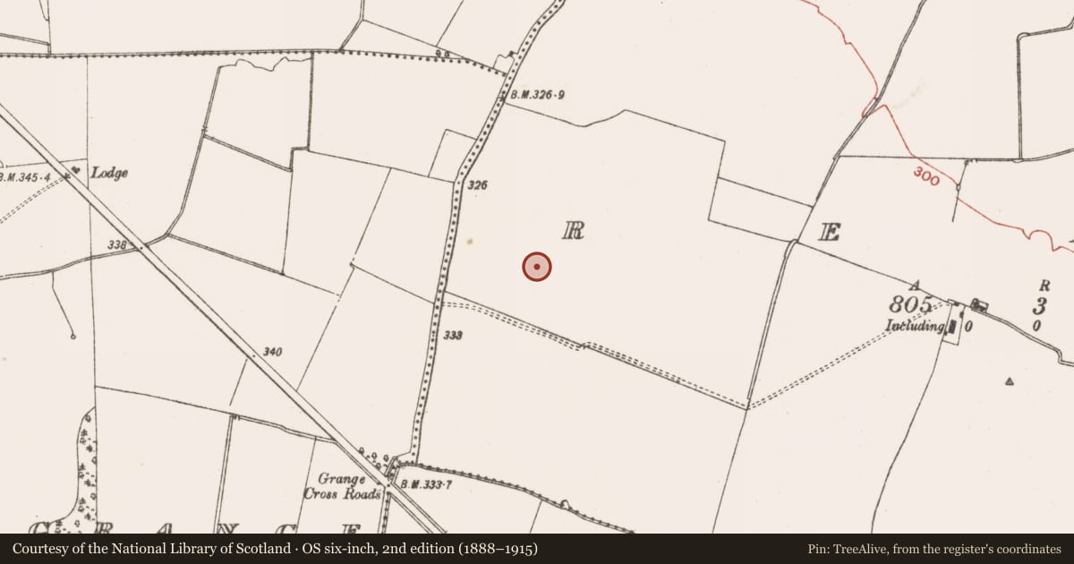 Ordnance Survey six-inch map, 2nd edition (1888–1915) covering the location of Field system, Reask, County Meath, with a pin at the register's coordinates