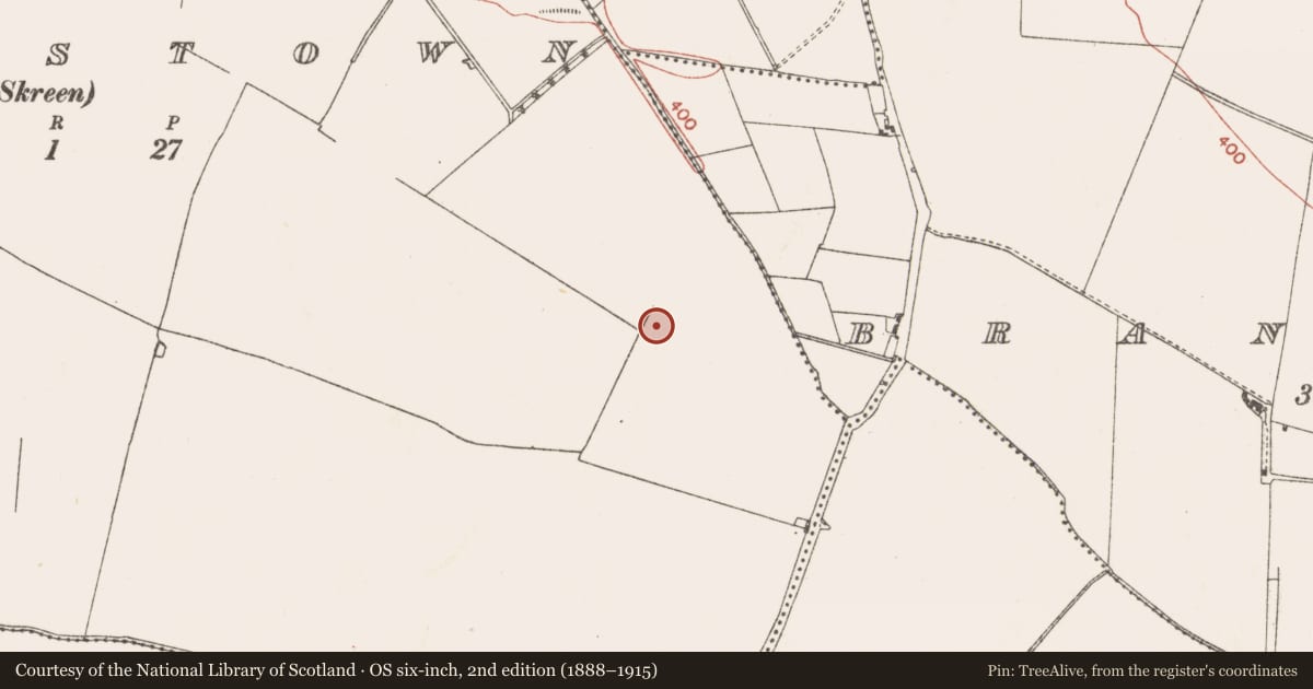 Ordnance Survey six-inch map, 2nd edition (1888–1915) covering the location of Burnt mound, Clowanstown, County Meath, with a pin at the register's coordinates