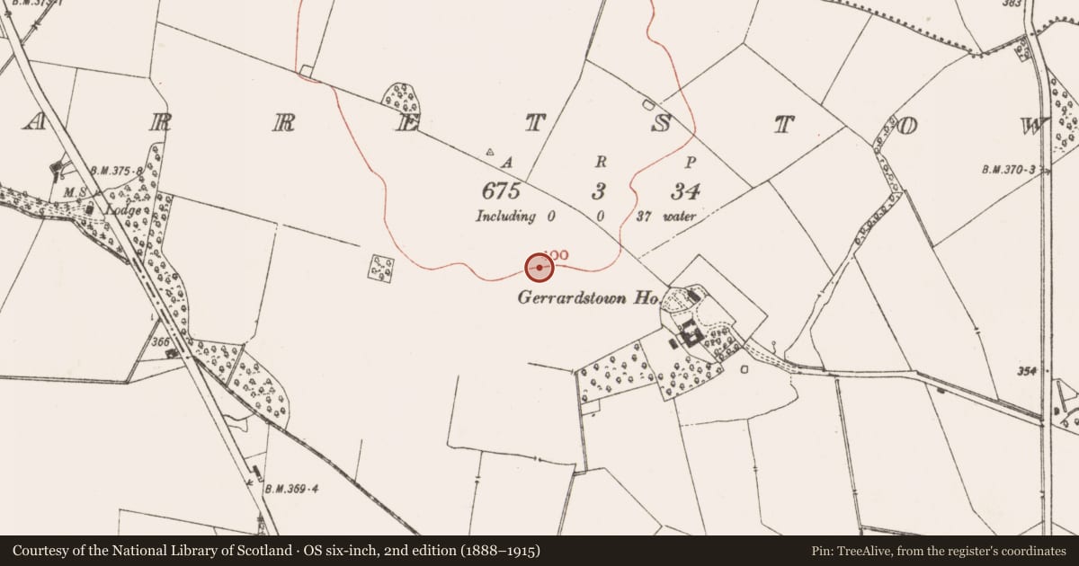 Ordnance Survey six-inch map, 2nd edition (1888–1915) covering the location of Ringfort - rath, Garretstown, County Meath, with a pin at the register's coordinates